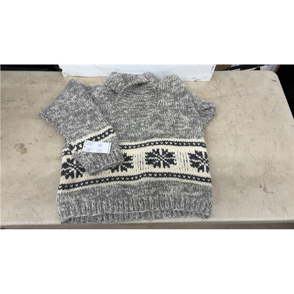 Vintage Handmade Heavy Wool Women’s XL Cowichan Style Sweater