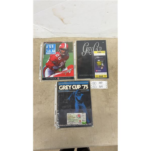 Vintage CFL Grey Cup Programs With Original Ticket Stubs (1975 and 1992) and Doug Flutie Program