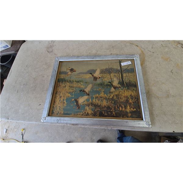Richard E. Bishop "Mallards" Print in Silvered Wood Frame, 20”×26”