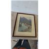 Image 1 : Framed "Freight Train in Canadian Rockies" Print by Christian Borge, Canadian Pacific 22”×26”