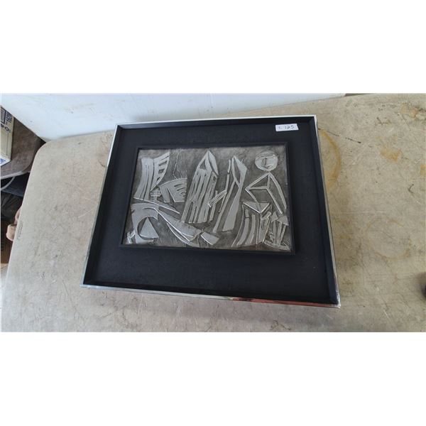 Beatty Malkin Abstract Metal Relief Art in Frame, 22”×27”