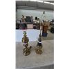 Image 1 : Pair of Stiffel Brass Table Lamps, One with Black Pleated Base