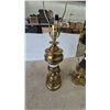 Image 2 : Pair of Stiffel Brass Table Lamps, One with Black Pleated Base