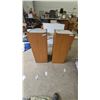 Image 1 : Pair of Wood and Frosted Glass Display Pedestals. 44”×18”×18”