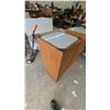 Image 3 : Pair of Wood and Frosted Glass Display Pedestals. 44”×18”×18”