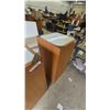 Image 4 : Pair of Wood and Frosted Glass Display Pedestals. 44”×18”×18”