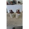Image 1 : Two Brown and Tan Stoneware Jugs with Cork Stoppers
