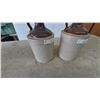 Image 6 : Two Brown and Tan Stoneware Jugs with Cork Stoppers