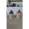 Image 1 : Two Stoneware Jugs: One with Handle, One with Cork Stopper, Both Two-Tone Glaze