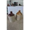 Image 4 : Two Stoneware Jugs: One with Handle, One with Cork Stopper, Both Two-Tone Glaze