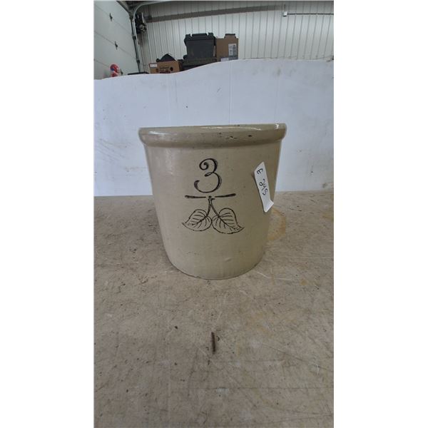 Vintage 3-Gallon Stoneware Crock with Leaf Motif