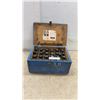Image 1 : Vintage 1942 Manitoba Department of Agriculture Poison Kit, Blue Wooden Box with Empty Glass