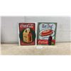 Image 1 : Two Coca-Cola Modern Metal Signs: Six Bottles Handy Container and Hot Dog 15¢. 16 × 12 1/2”