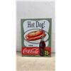 Image 4 : Two Coca-Cola Modern Metal Signs: Six Bottles Handy Container and Hot Dog 15¢. 16 × 12 1/2”