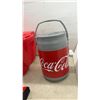 Image 2 : Coca-Cola Wheeled Bin 14 × 37 × 16” Can-Shaped Plastic Container, and Foldable Windshield Shade