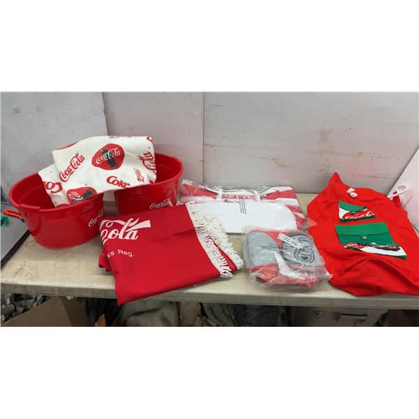 Coca-Cola: Blanket, 2 Red Buckets, Fanopy for Swing, Drawstring Backpack Bag and Striped Tote Bag