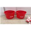 Image 9 : Coca-Cola: Blanket, 2 Red Buckets, Fanopy for Swing, Drawstring Backpack Bag and Striped Tote Bag