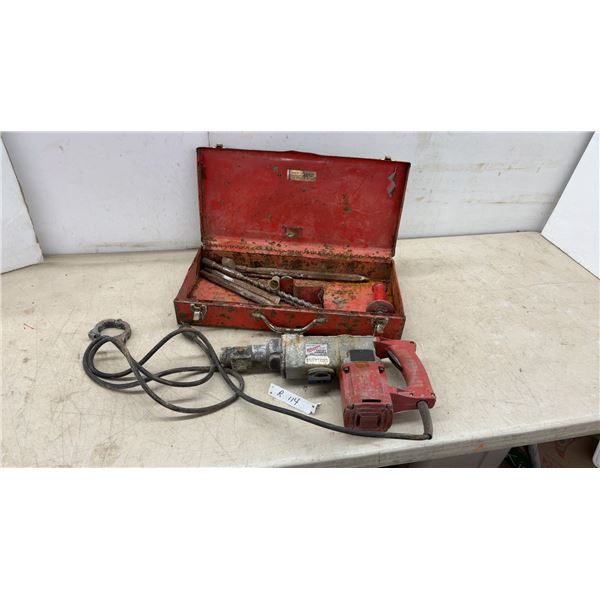 Milwaukee Heavy-Duty 1 1/2” Rotary Hammer Drill with Bits, Chisels, and Metal Case