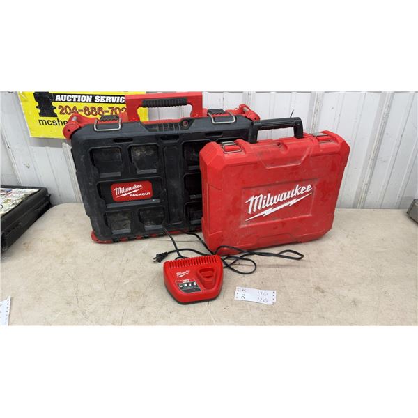 Milwaukee PACKOUT Tool Box, Milwaukee Tool Case, and Milwaukee M12 Charger