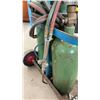 Image 3 : Oxy-Acetylene Welding and Cutting Torch Rig with Two Cylinders, Regulators, Hoses, and Cart