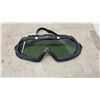 Image 2 : Green-Tinted Protective Safety Goggles With Black Flexible Frame and Elastic Strap