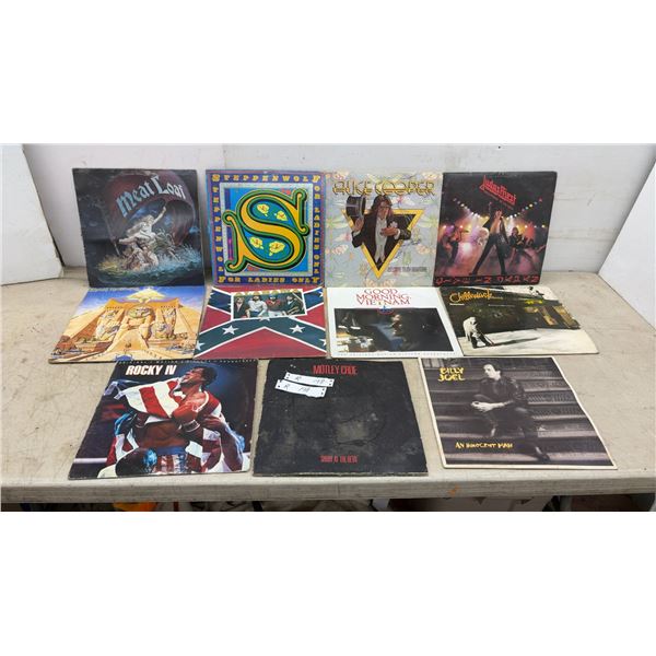 Vinyl Records Including Meat Loaf, Steppenwolf, Alice Cooper, Iron Maiden, Motley Crue