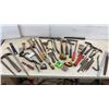 Image 1 : Assortment of Hammers, Pry Bars, Tape Measures, Files, Putty Knives, Chisels