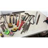 Image 7 : Assortment of Hammers, Pry Bars, Tape Measures, Files, Putty Knives, Chisels