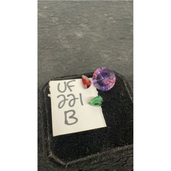 Natural Purple Amethyst, natural Green Tourmaline and Reddish Pink Pear Shaped Garnet Gemstones