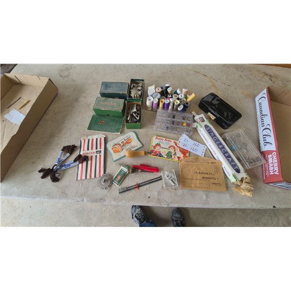 Singer Sewing Machine Attachments, SingerCraft Box, Spools of Thread