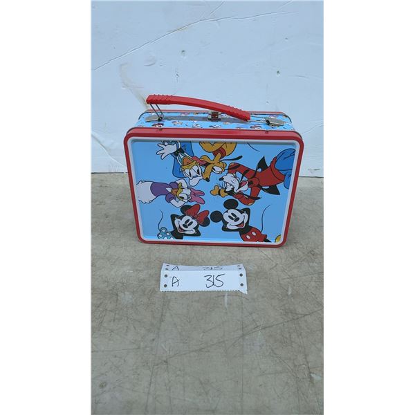 Disney Mickey Mouse and Friends Metal Tin Lunchbox with Red Handle