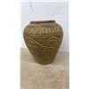 Image 2 : Traditional Ceramic Pot with Etched Leaf and Wave Motifs, Mottled Brown and Tan Glaze
