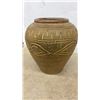 Image 5 : Traditional Ceramic Pot with Etched Leaf and Wave Motifs, Mottled Brown and Tan Glaze