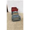 Image 2 : Vintage Ertl Pressed Steel GMC Road Spreader Toy Truck, Blue Cab and Red Hopper