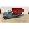 Image 3 : Vintage Ertl Pressed Steel GMC Road Spreader Toy Truck, Blue Cab and Red Hopper