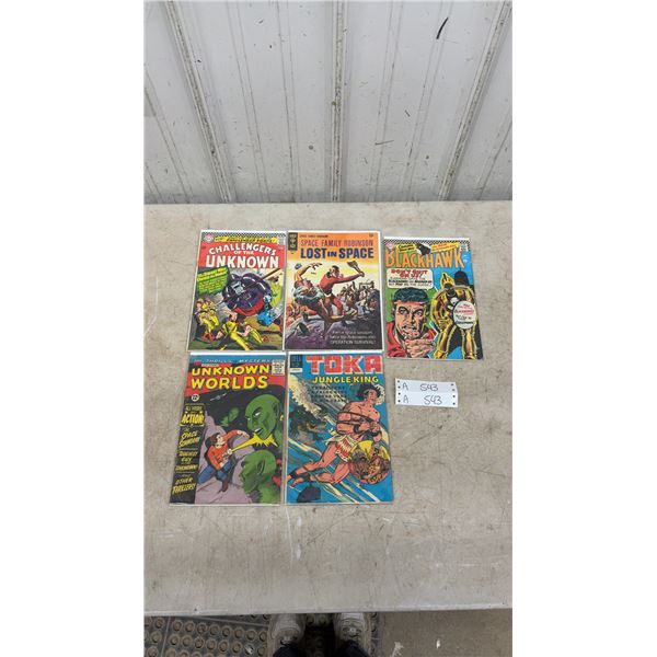 Vintage Comic Lot: Challengers of the Unknown, Blackhawk, Toka Jungle King, Unknown Worlds and