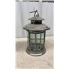 Image 2 : Pair of Decorative Brushed Silver-Tone Metal and Glass Candle Lanterns with Hinged Doors