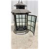 Image 3 : Pair of Decorative Brushed Silver-Tone Metal and Glass Candle Lanterns with Hinged Doors