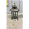 Image 4 : Pair of Decorative Brushed Silver-Tone Metal and Glass Candle Lanterns with Hinged Doors