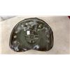Image 2 : Pair of Vintage Metal Pan Tractor Seats with Ventilation Holes and Central Mounting Plates