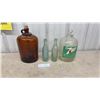 Image 1 : Amber Glass Gallon Jug, E.L. Drewry Soda Bottle and Unlabeled Soda Bottle, 7UP 4.5 Litre Syrup Jug