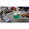 Image 3 : Vintage Toys: Blue Off-Roader 4x4 Truck, Red Tractor, and Orange Tanker Truck