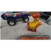 Image 4 : Vintage Toys: Blue Off-Roader 4x4 Truck, Red Tractor, and Orange Tanker Truck