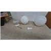 Image 1 : Three White Glass Light Fixtures: One Large Globe, One Hobnail Oval, and One Small Globe