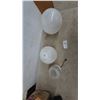 Image 5 : Three White Glass Light Fixtures: One Large Globe, One Hobnail Oval, and One Small Globe