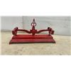 Image 2 : Antique Red Cast Iron "Honest" USA General Store Balance Scale With Brass Pans