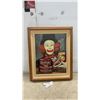 Image 1 : Framed Oil Painting Signed "Doodles" Khartum Komedians Shriner Clown With Sneaker Fund Bank
