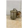 Image 2 : Vintage Brass Lantern Pendant Light and Mid-Century Modern Diamond Pattern Wall Light