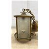 Image 7 : Vintage Brass Lantern Pendant Light and Mid-Century Modern Diamond Pattern Wall Light