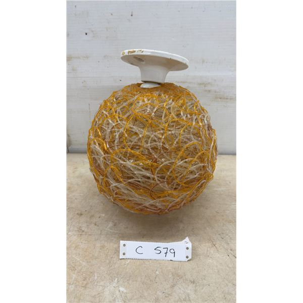 Vintage Mid-Century Modern Amber and Clear Spaghetti String Spherical Flush-Mount Lamp, 1960s